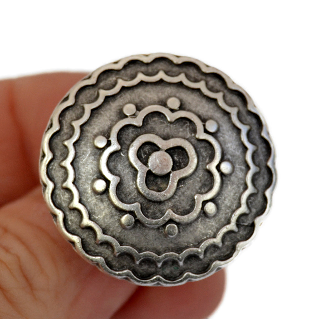 Bohemian large silver mandala ring