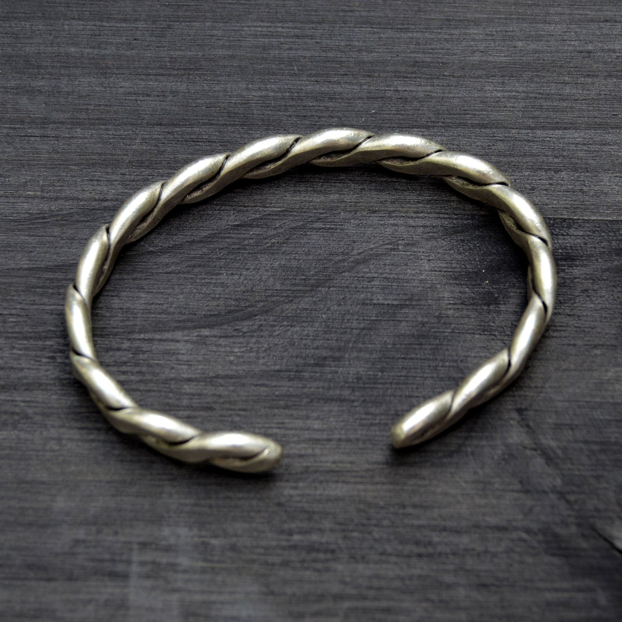 Silver plated braided bangle