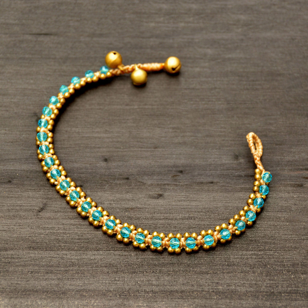 Turquoise macrame anklet