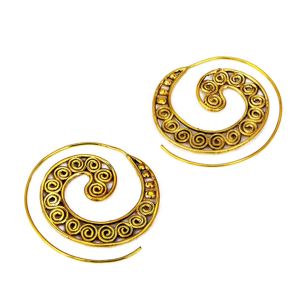 Tribal spiral creole earrings