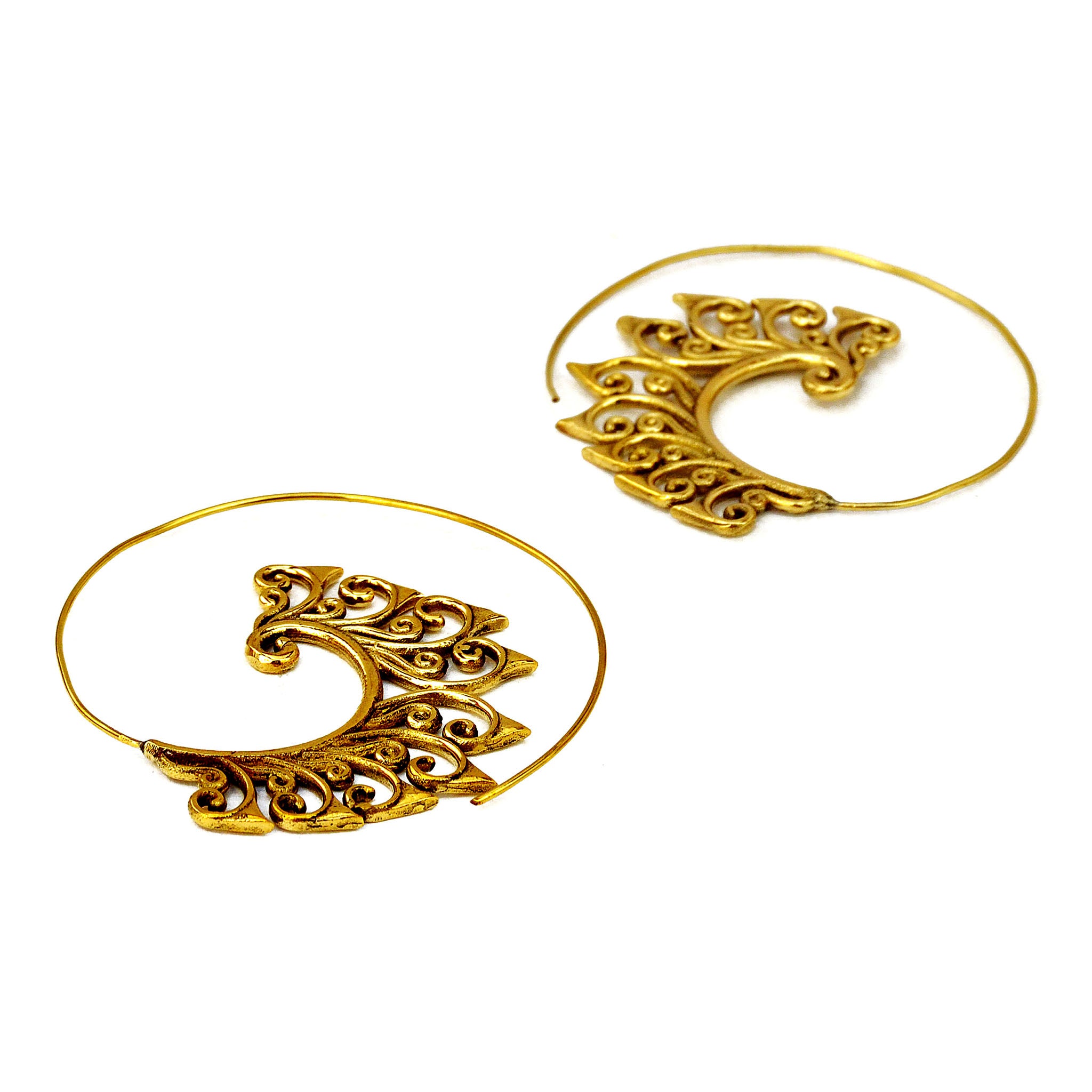 Spiral brass earrings