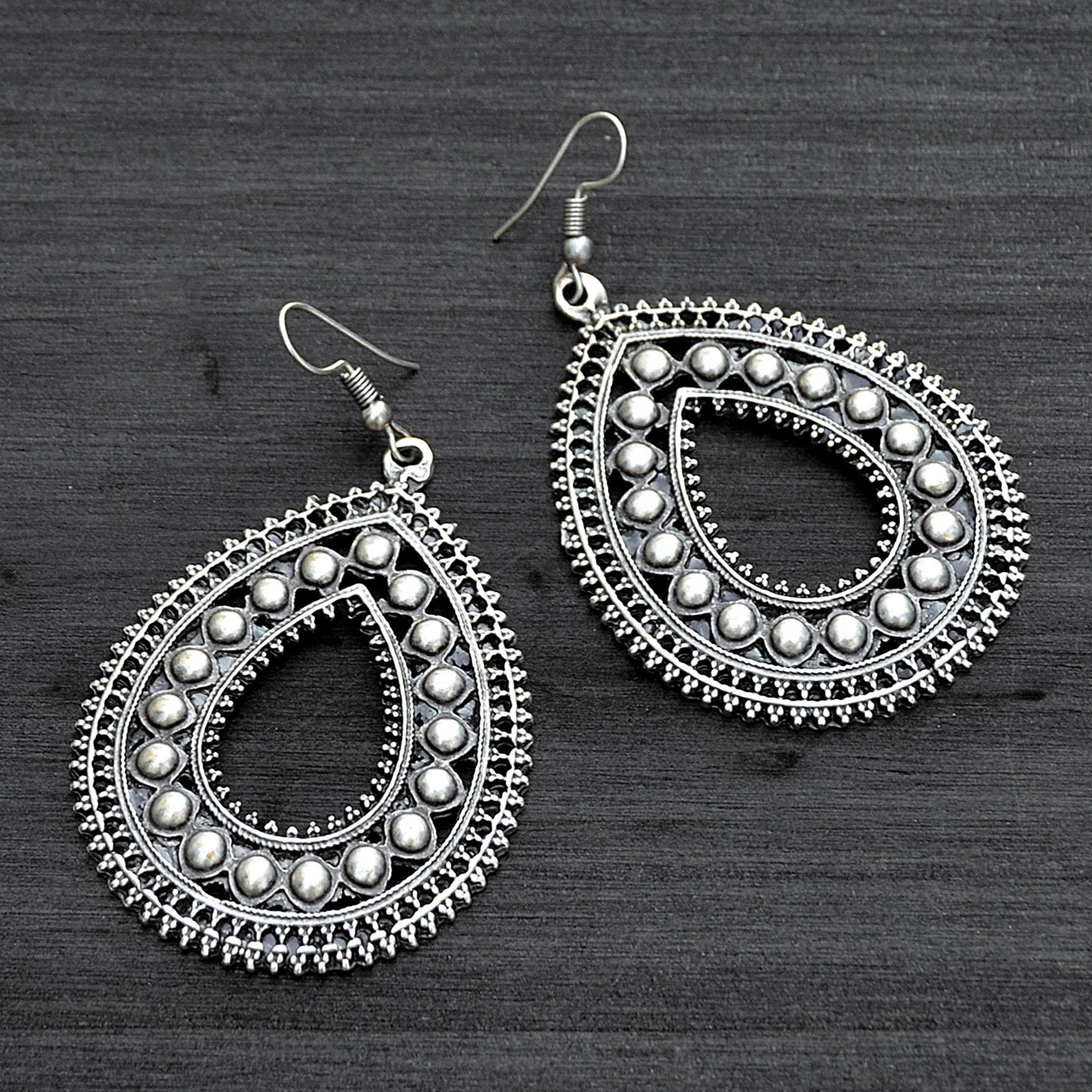Silver turkish drop earrings