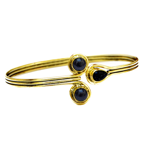 Indian brass bracelet with blue gemstones