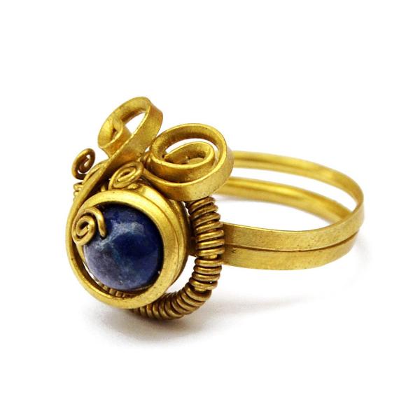 Boho toe ring with blue stone