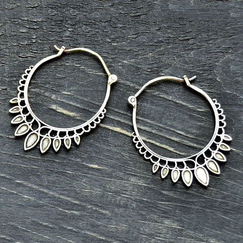 Silver indian gypsy hoop earrings