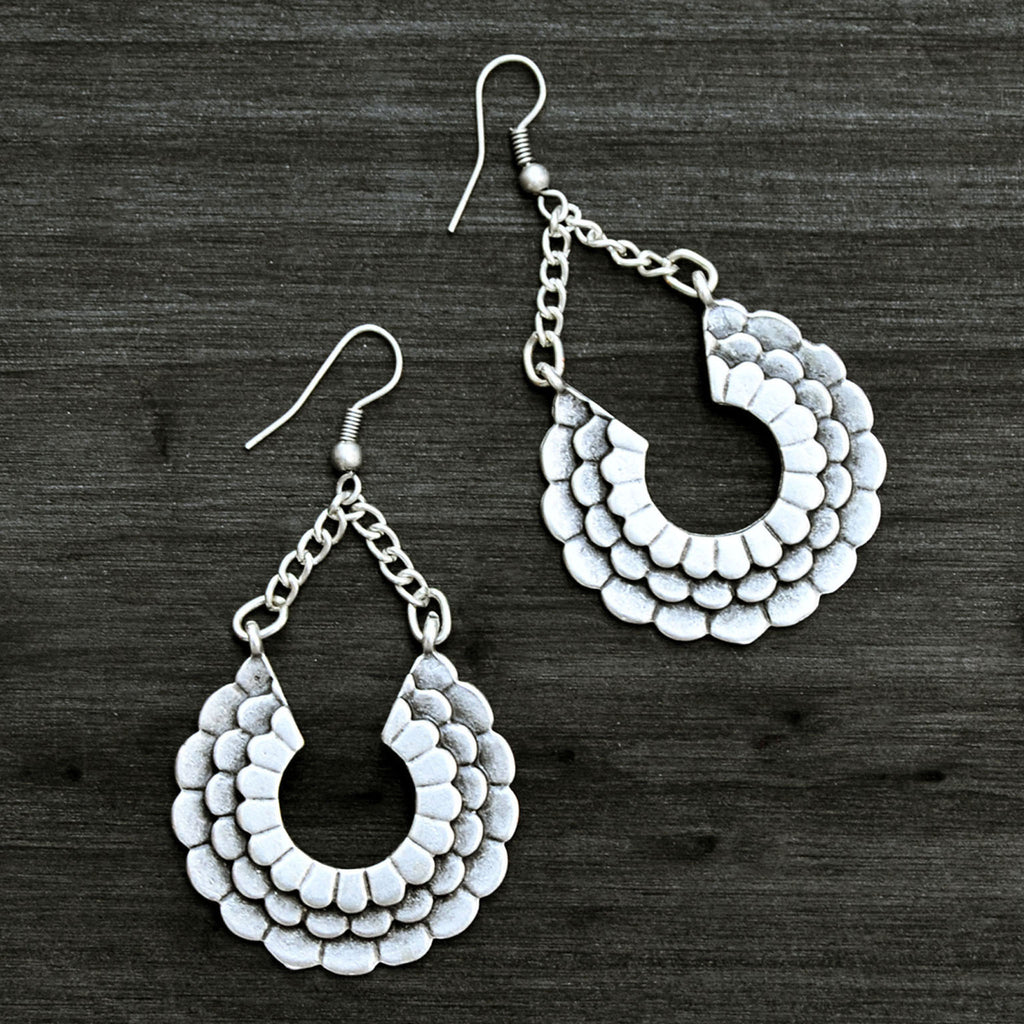 Silver dangle loop earrings