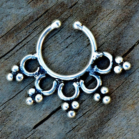 Silver indian faux nose ring