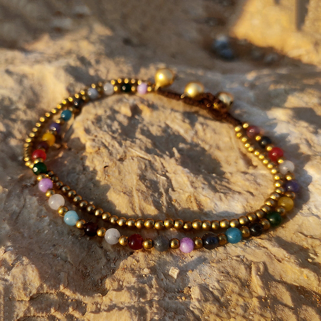 Multicolor beaded anklet