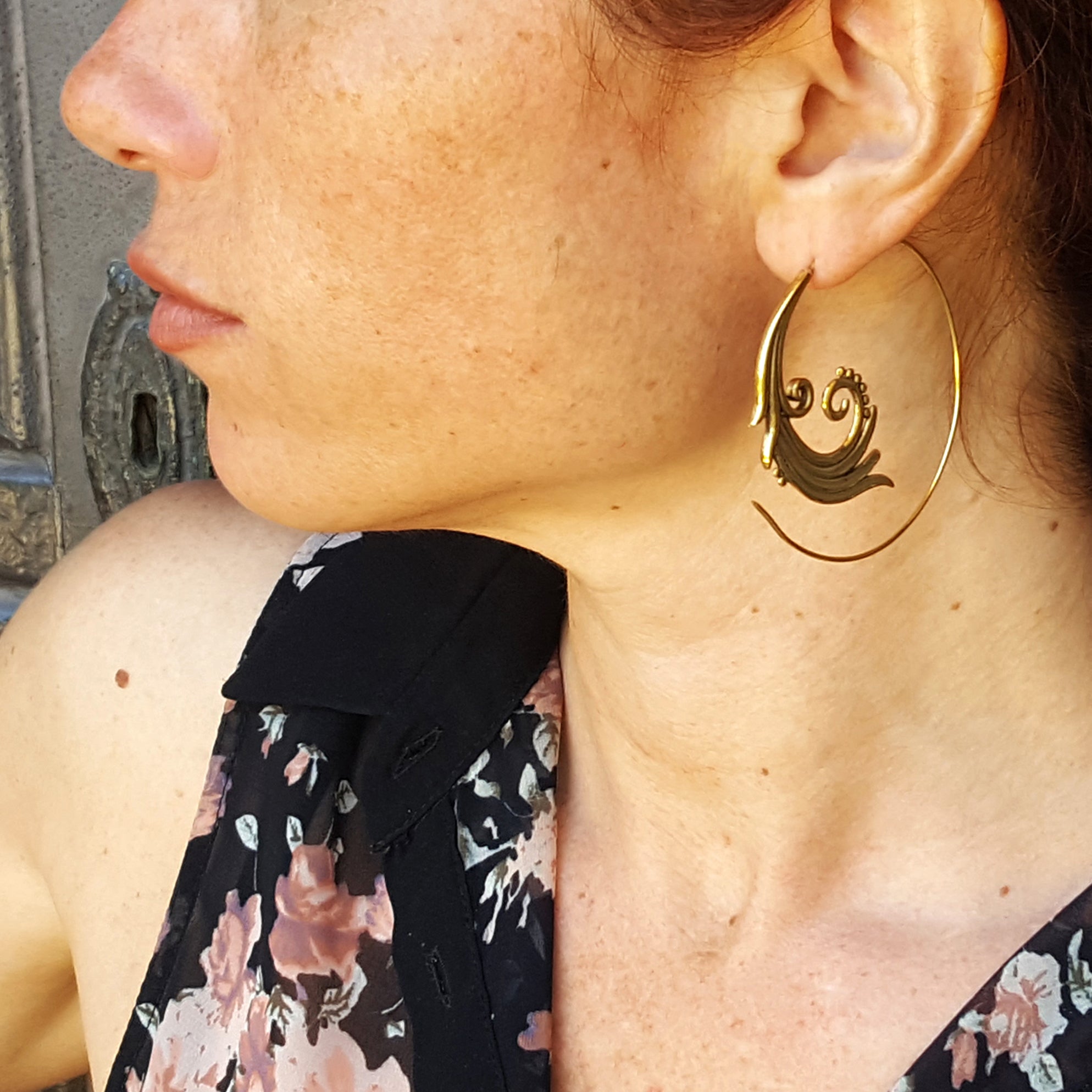 Spiral lotus earrings
