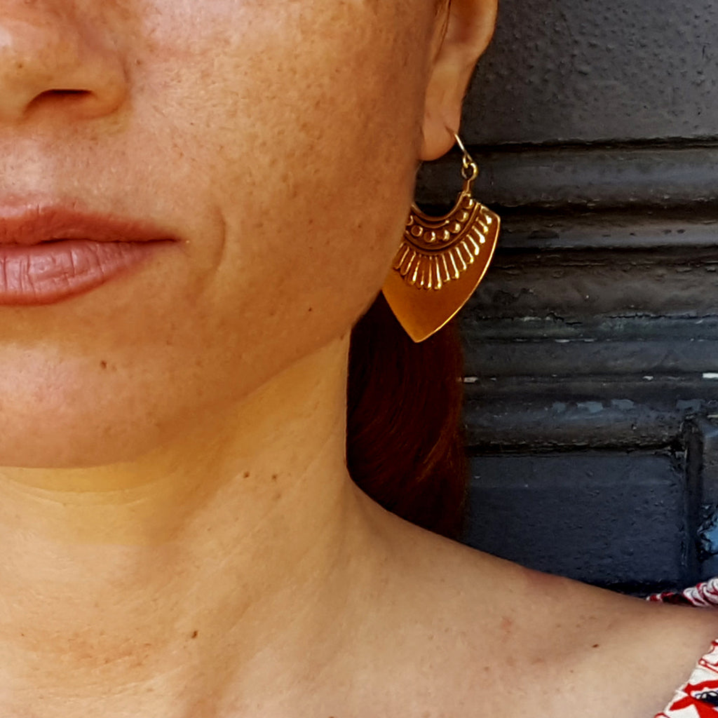 Aztec earrings brass