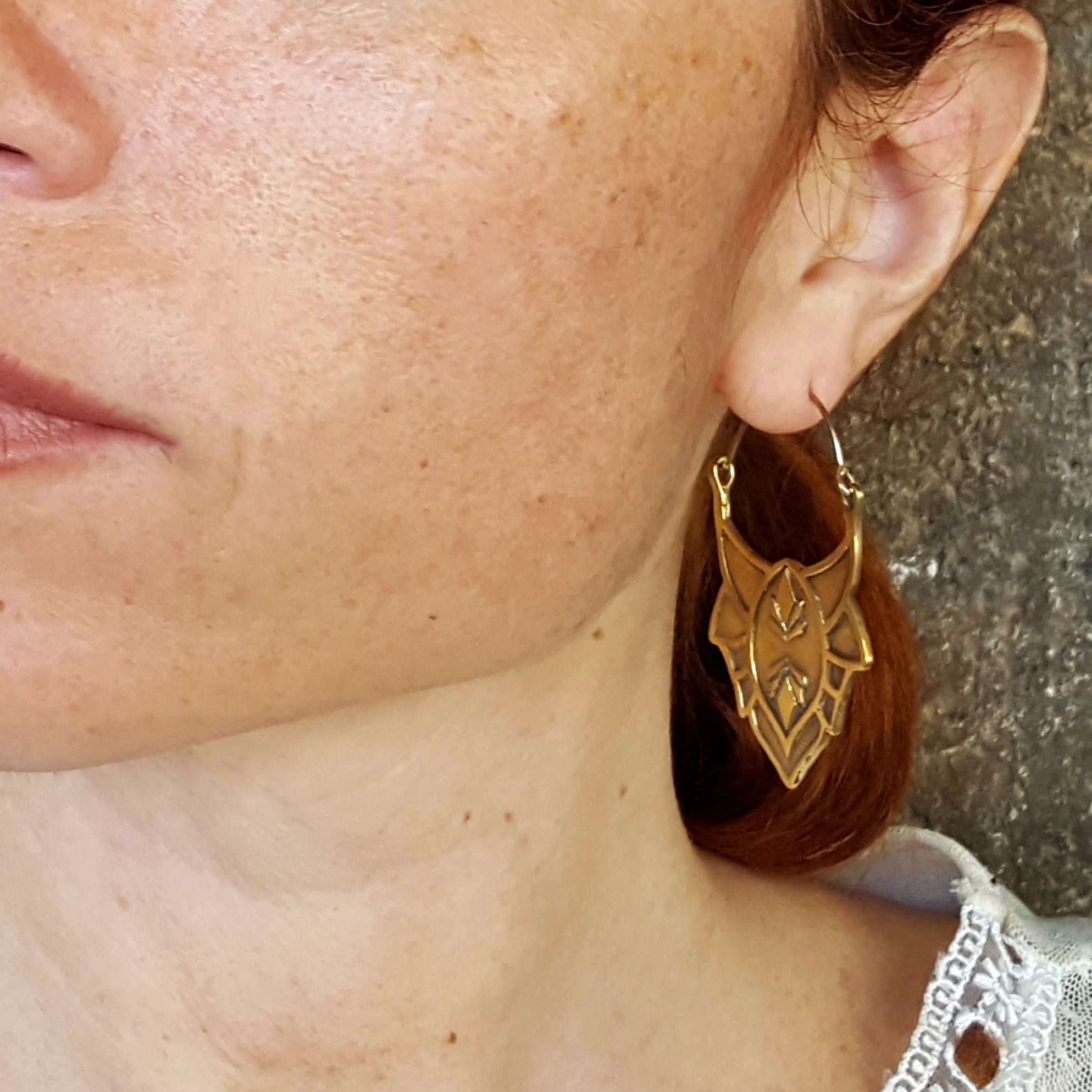 Lotus brass earrings