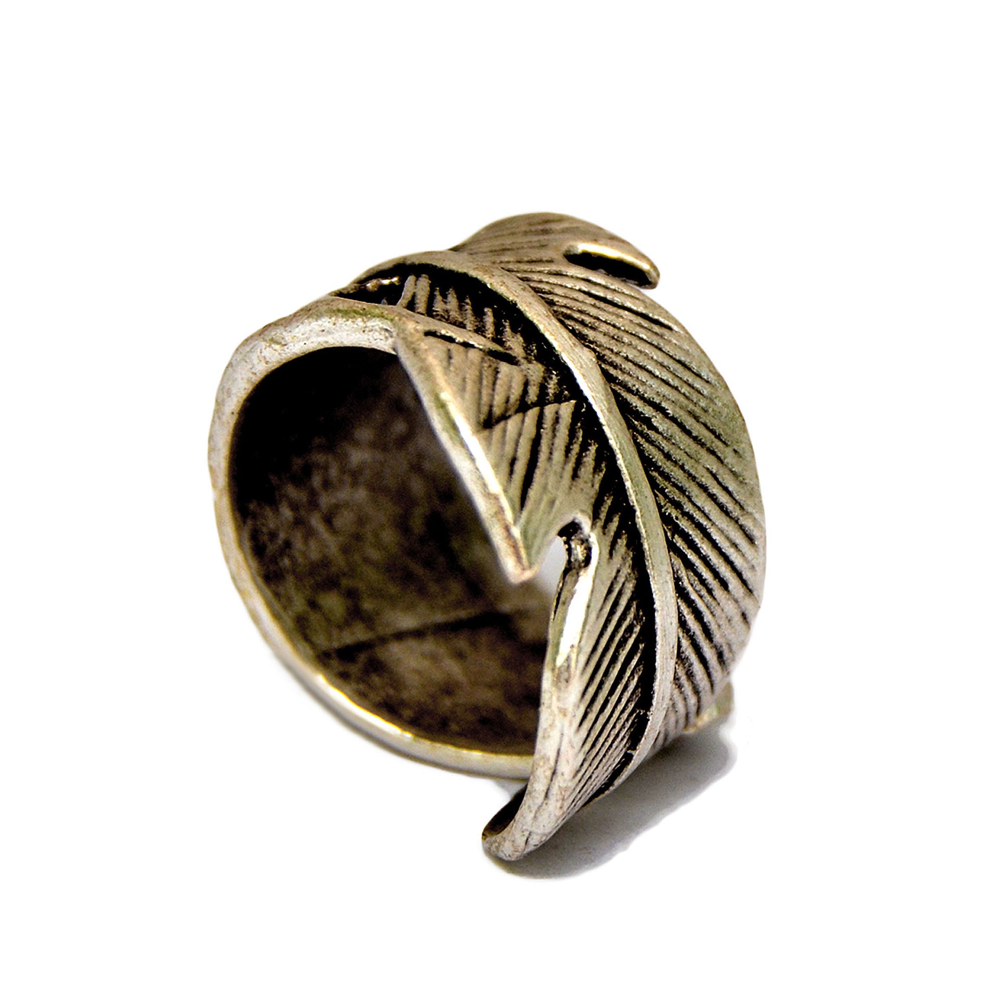 Silver feather ring