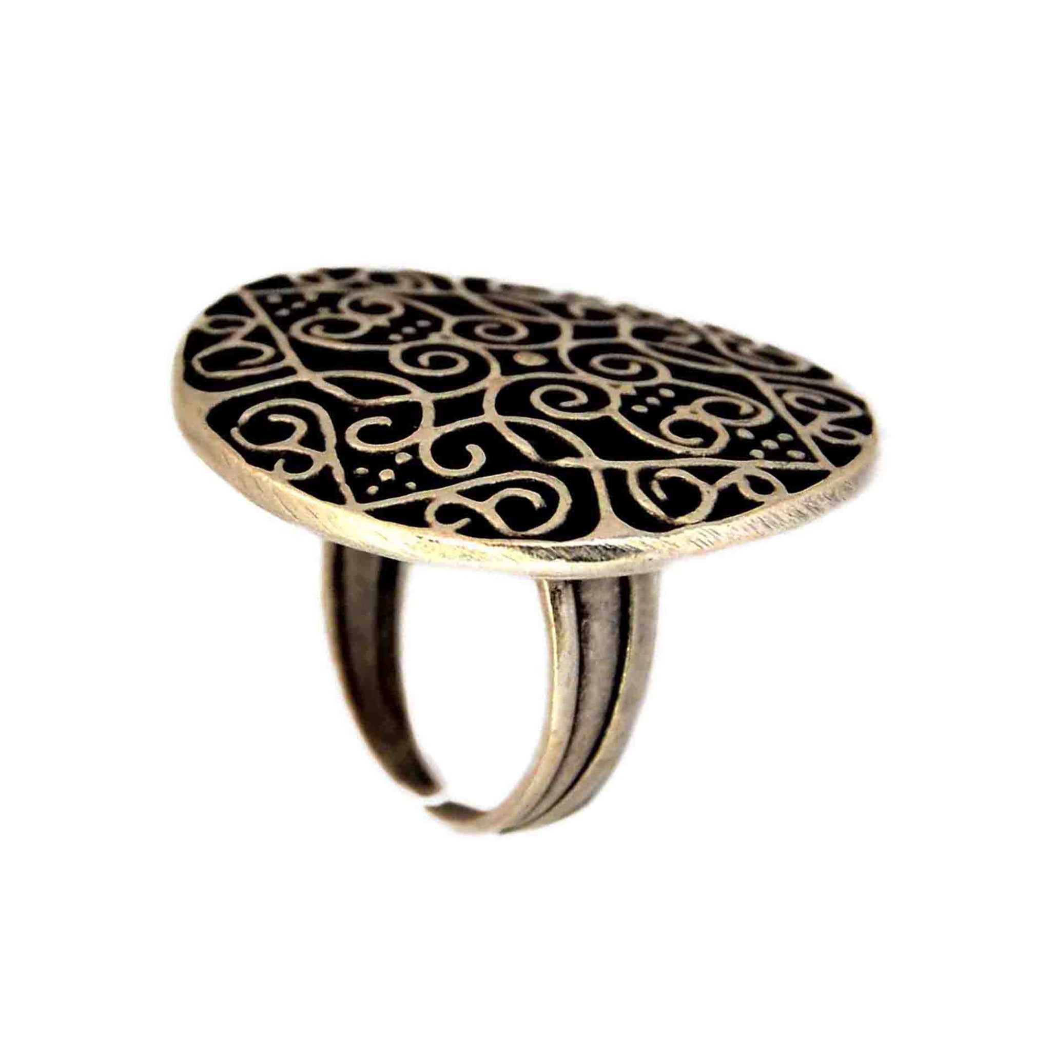 Large silver celtic disc ring
