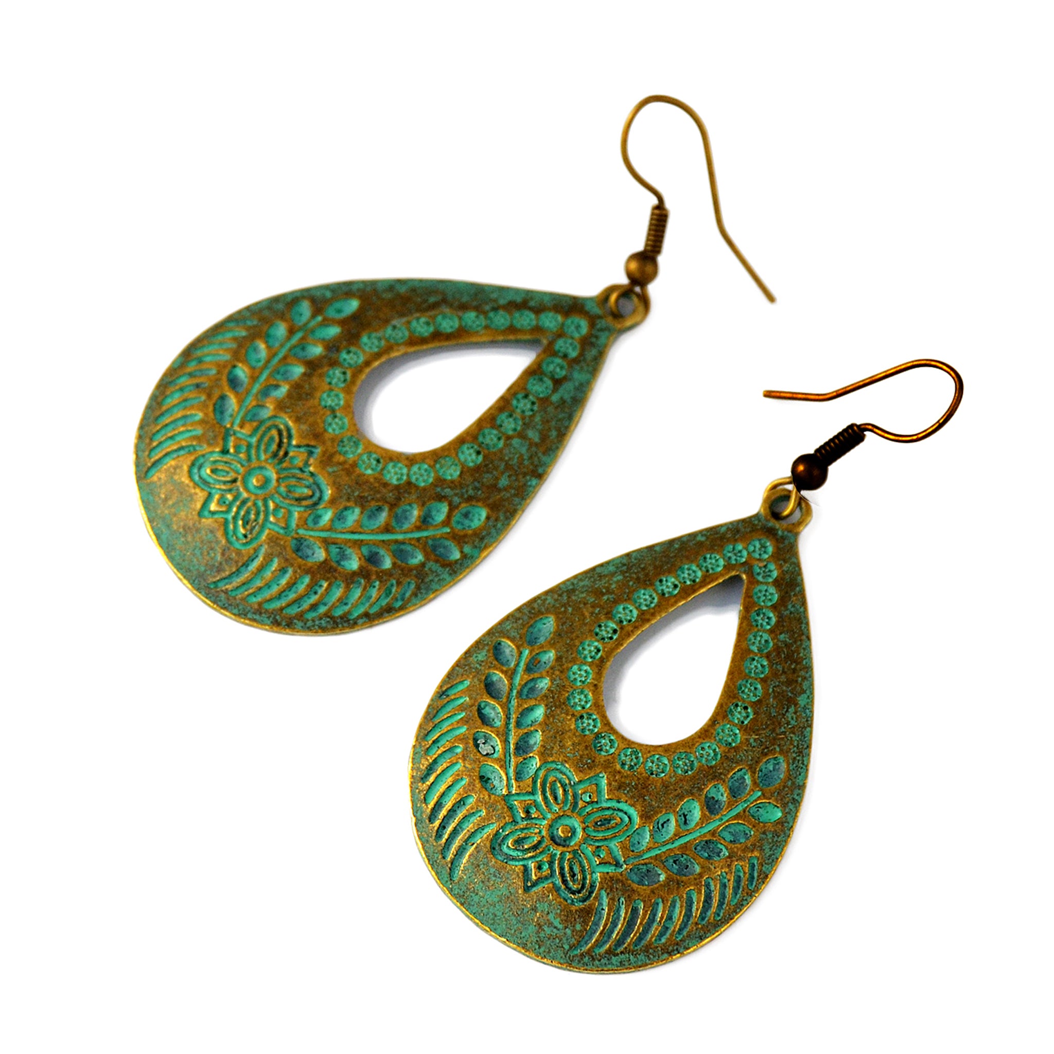 Green brass earring hoops
