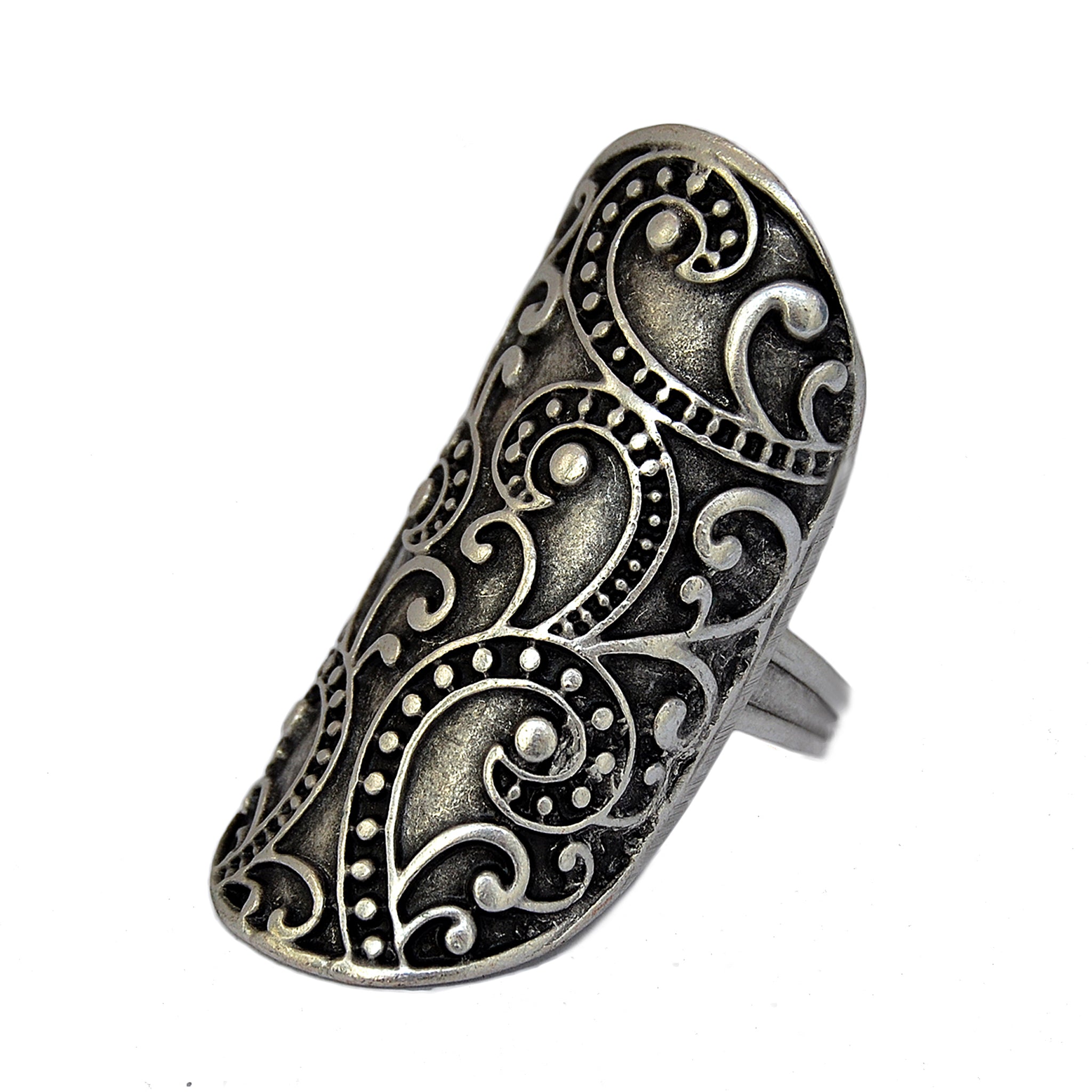 Large engraves silver tribal ring