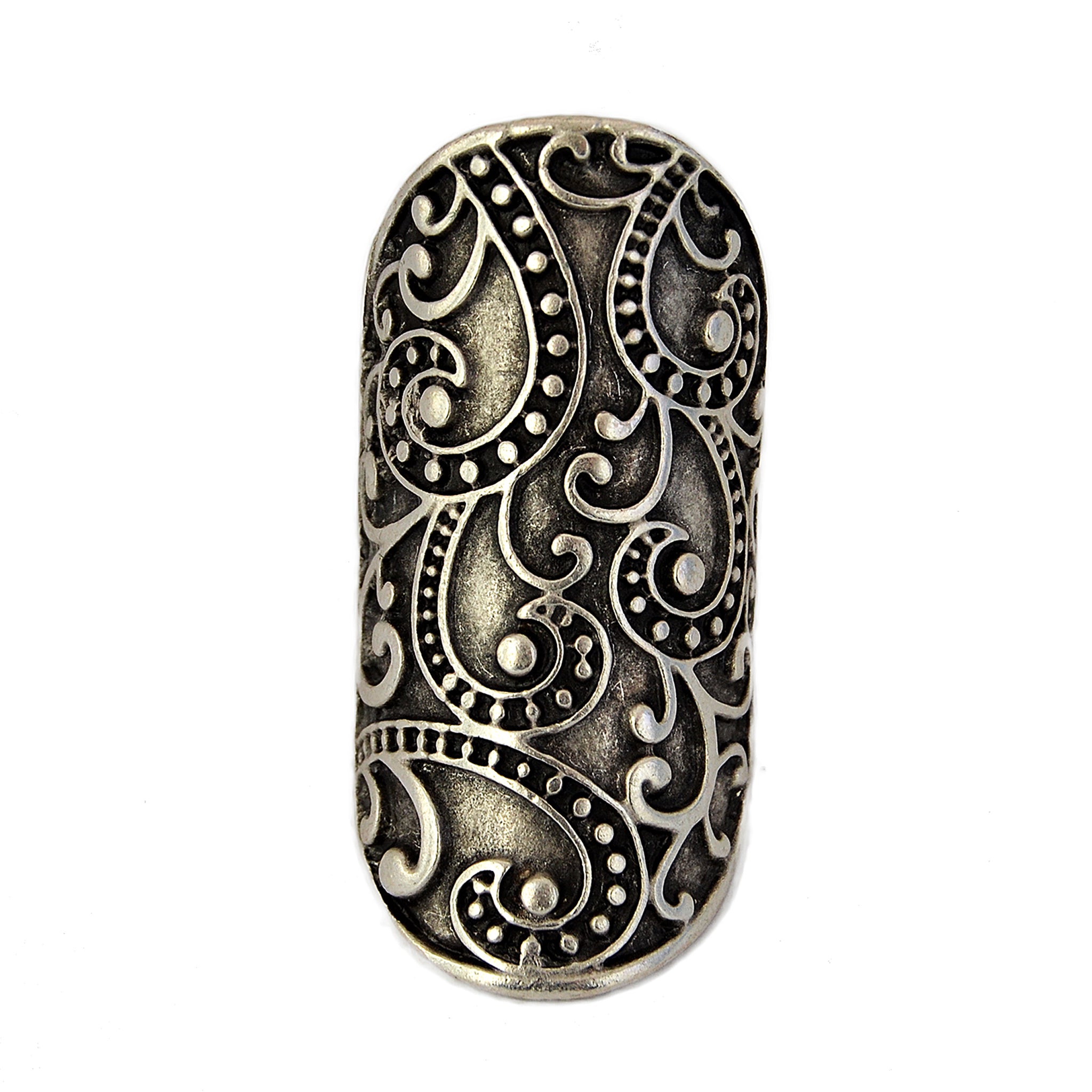 Big open silver tribal ring