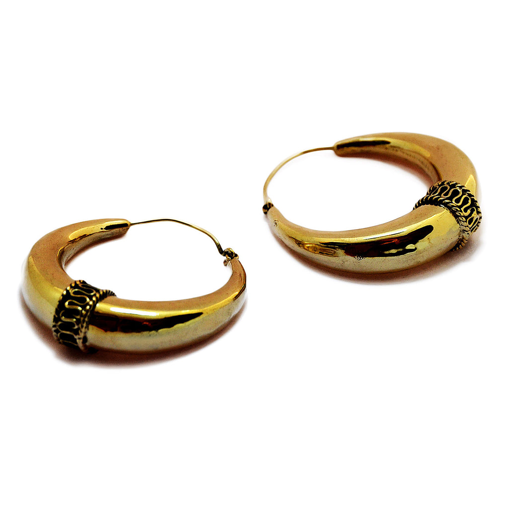 Gold ethnic hoop earrings