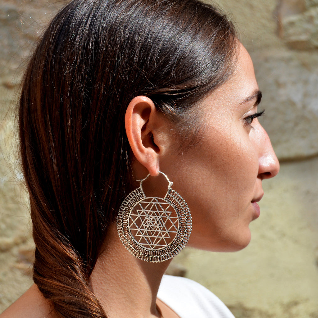 Big indian mandala earrings