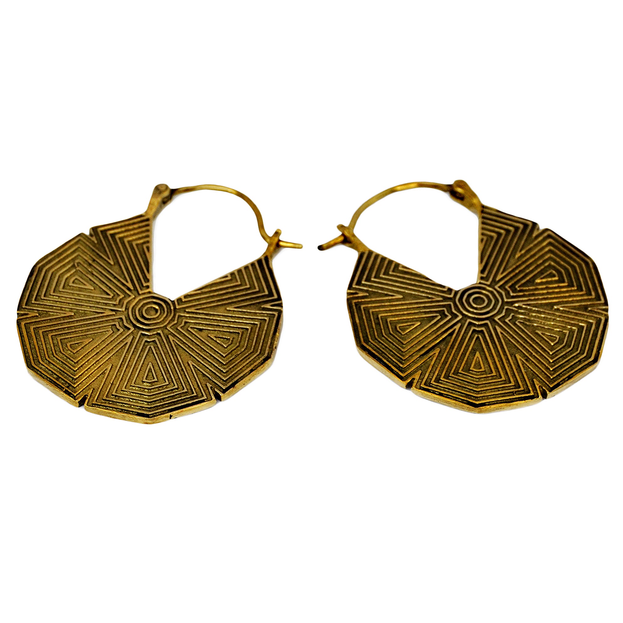 Tribal geometric mandala hoop earrings