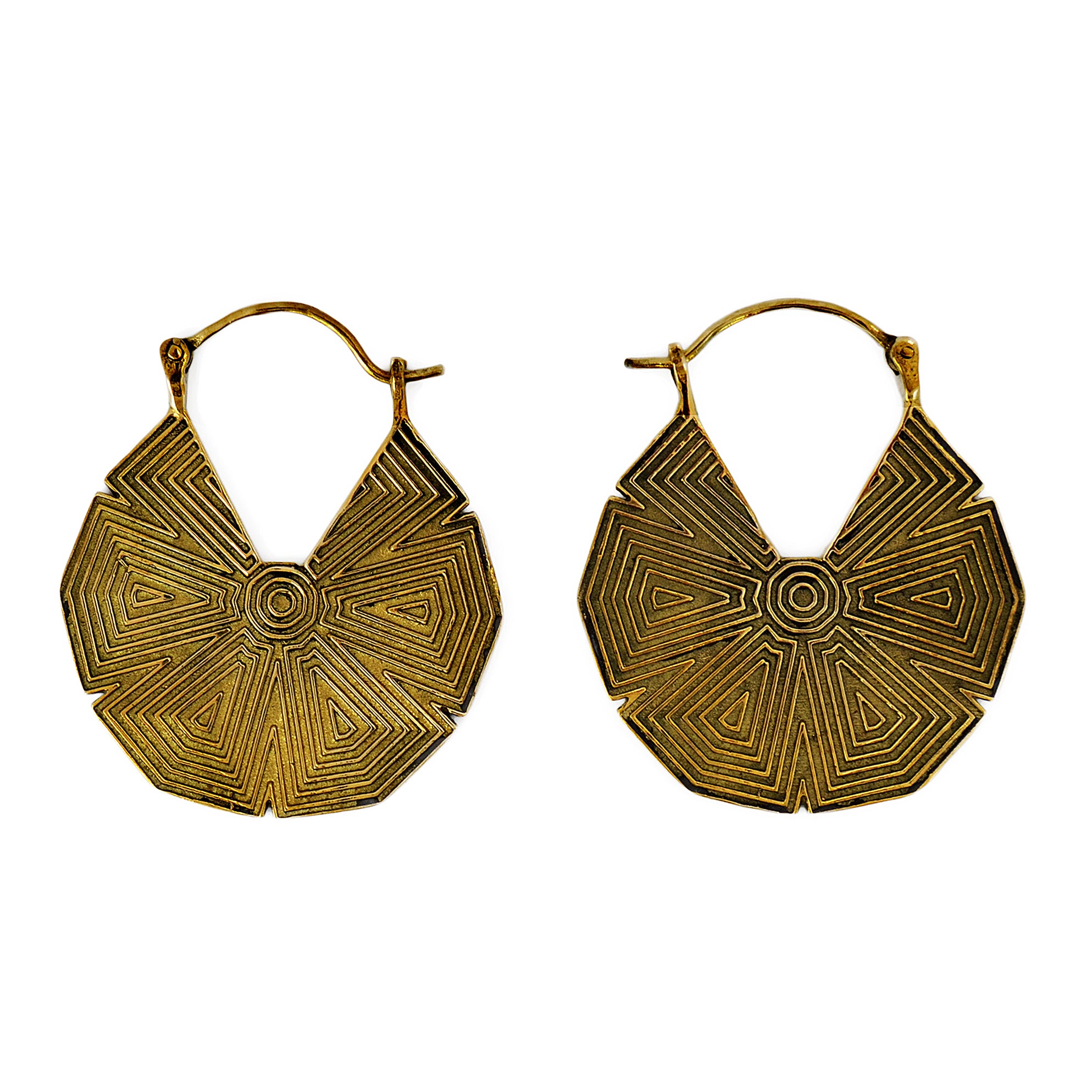 Star mandala hoop earrings in gold color