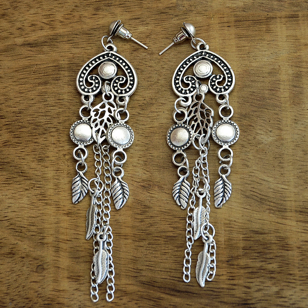 Silver long earrings