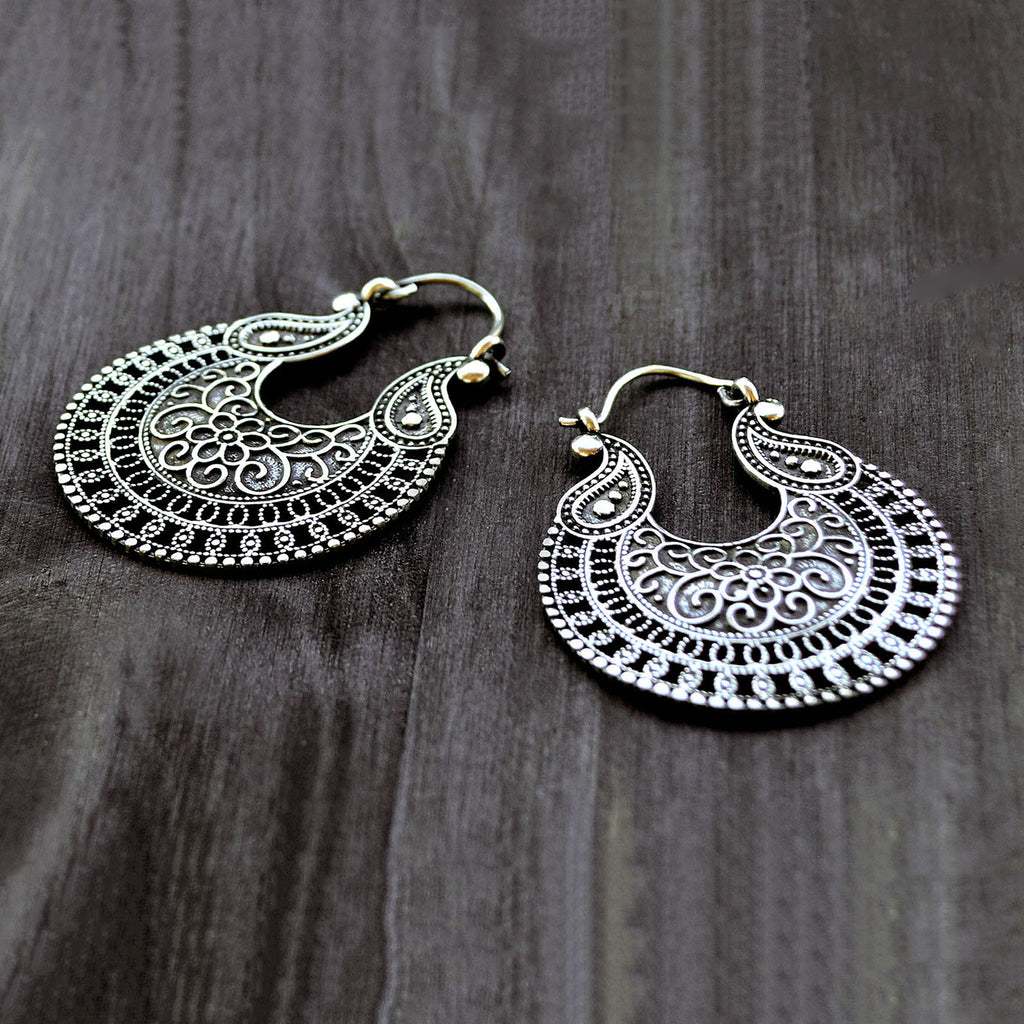 Tribal indian hoop earrings