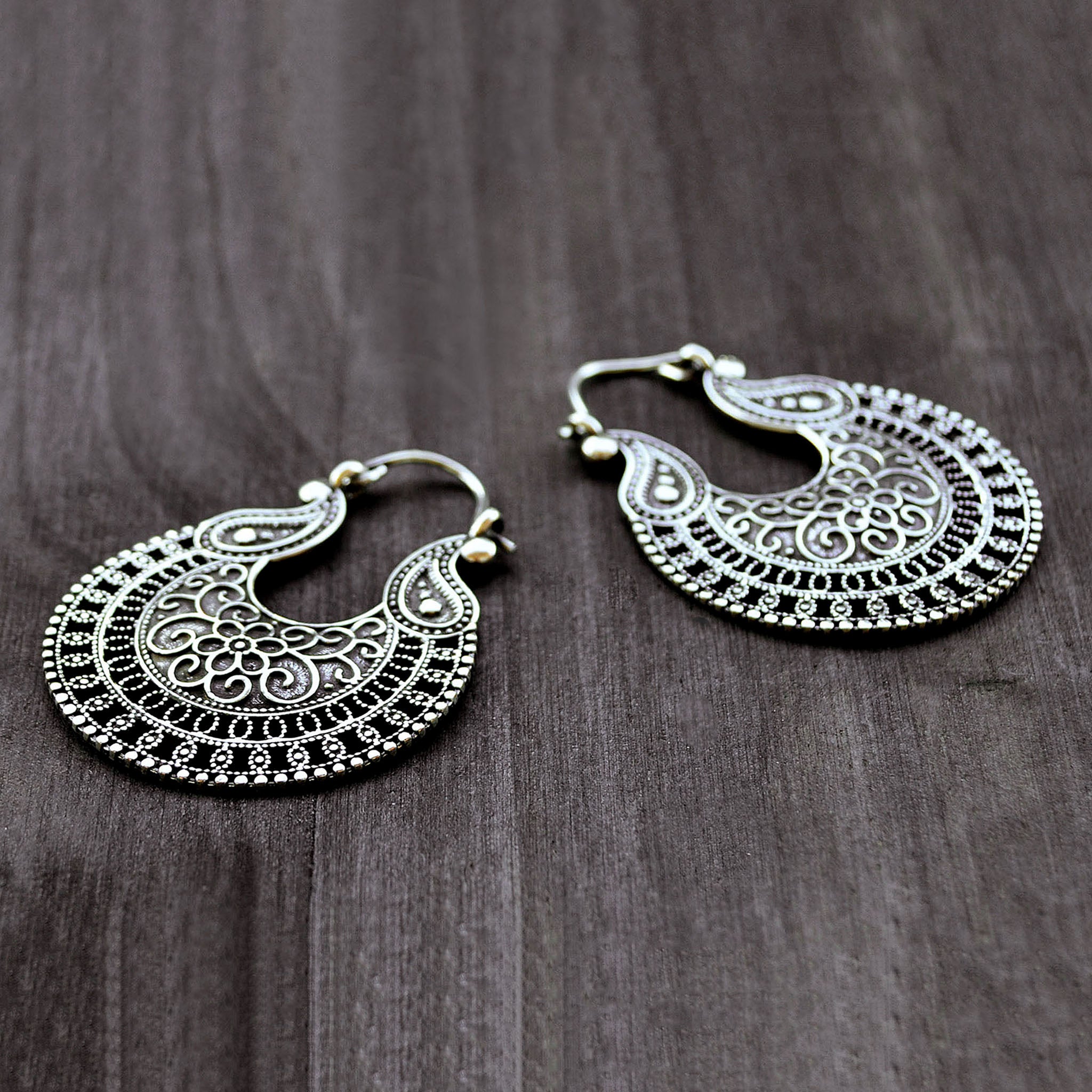 Silver ornate earrings