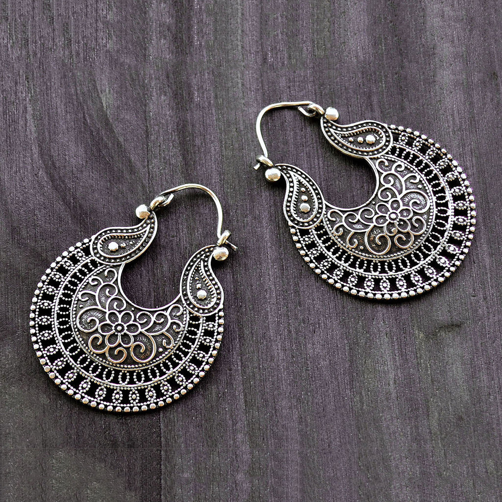 Silver floral earrings