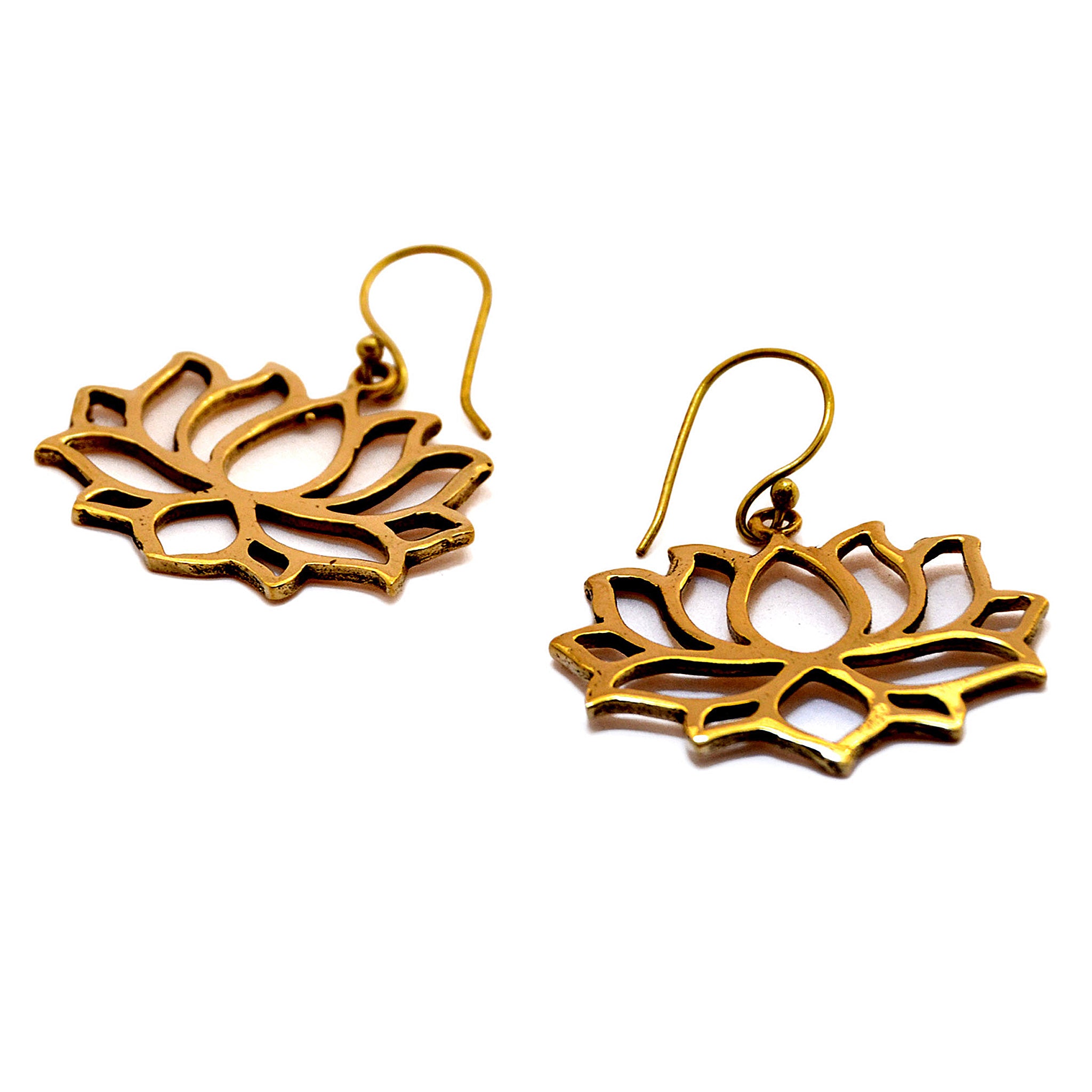 Brass lotus earrings