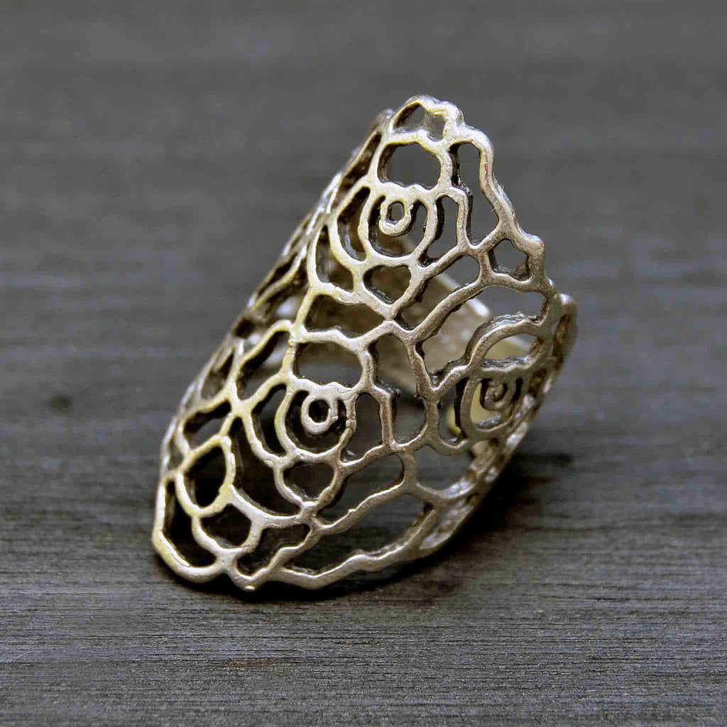 Silver carved ring
