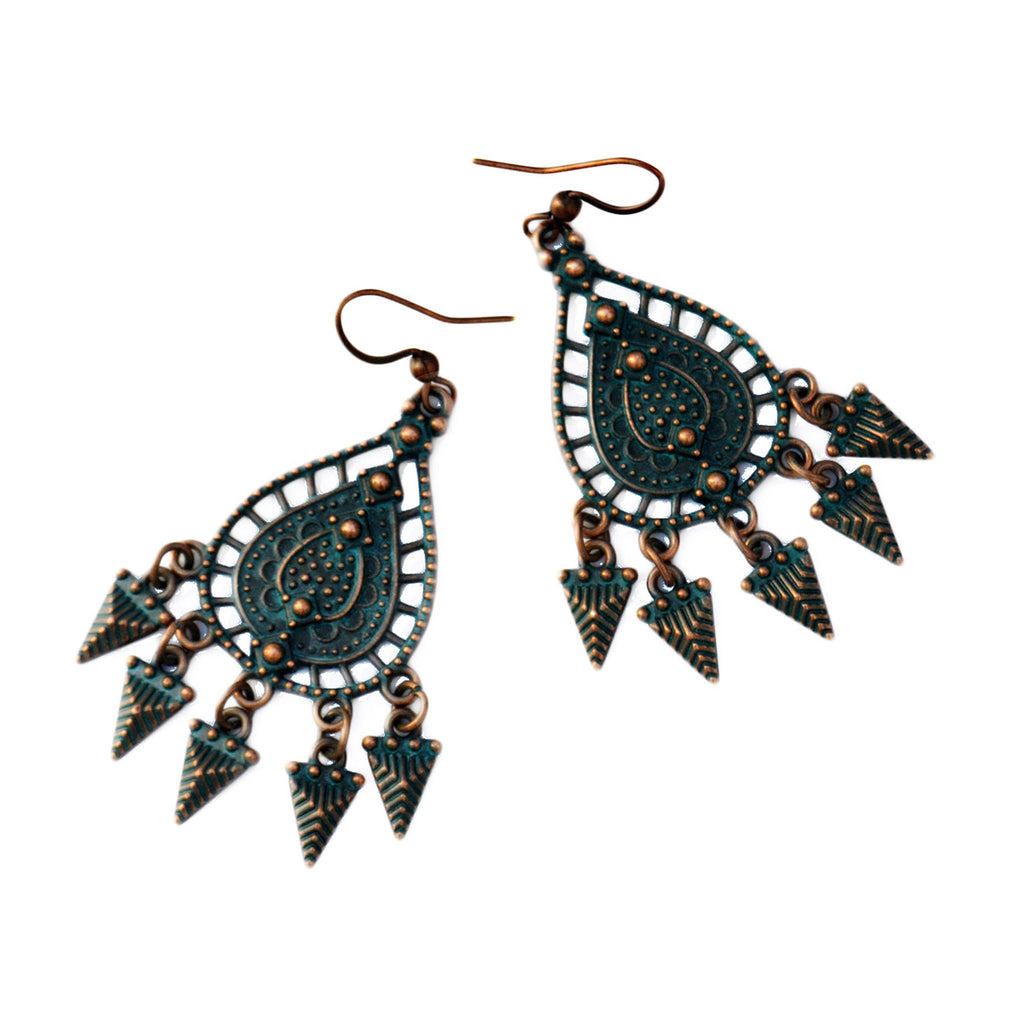 Verdigris oriental earrings
