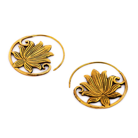 Brass Lotus Earrings