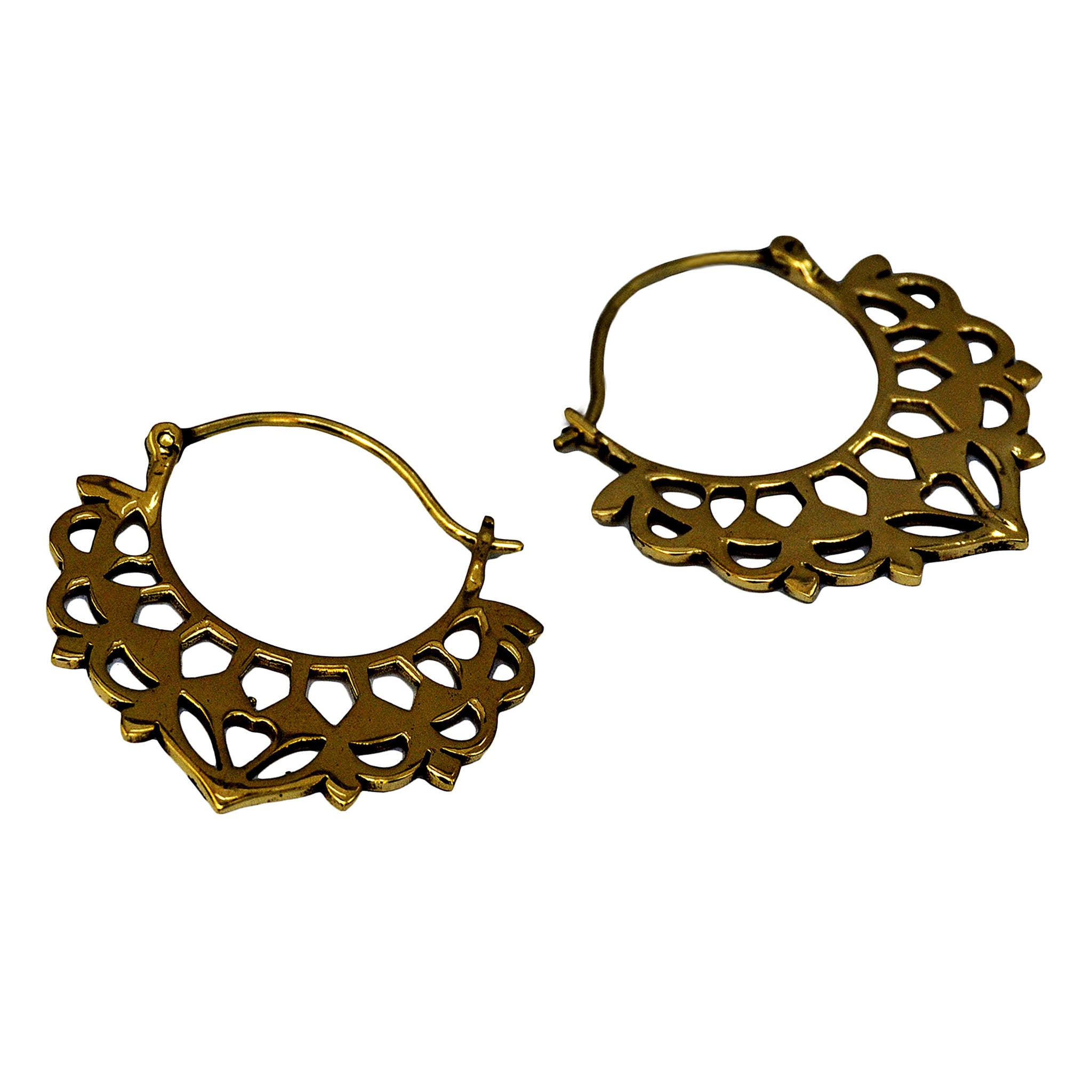 Gold tribal balinses hoop earrings 