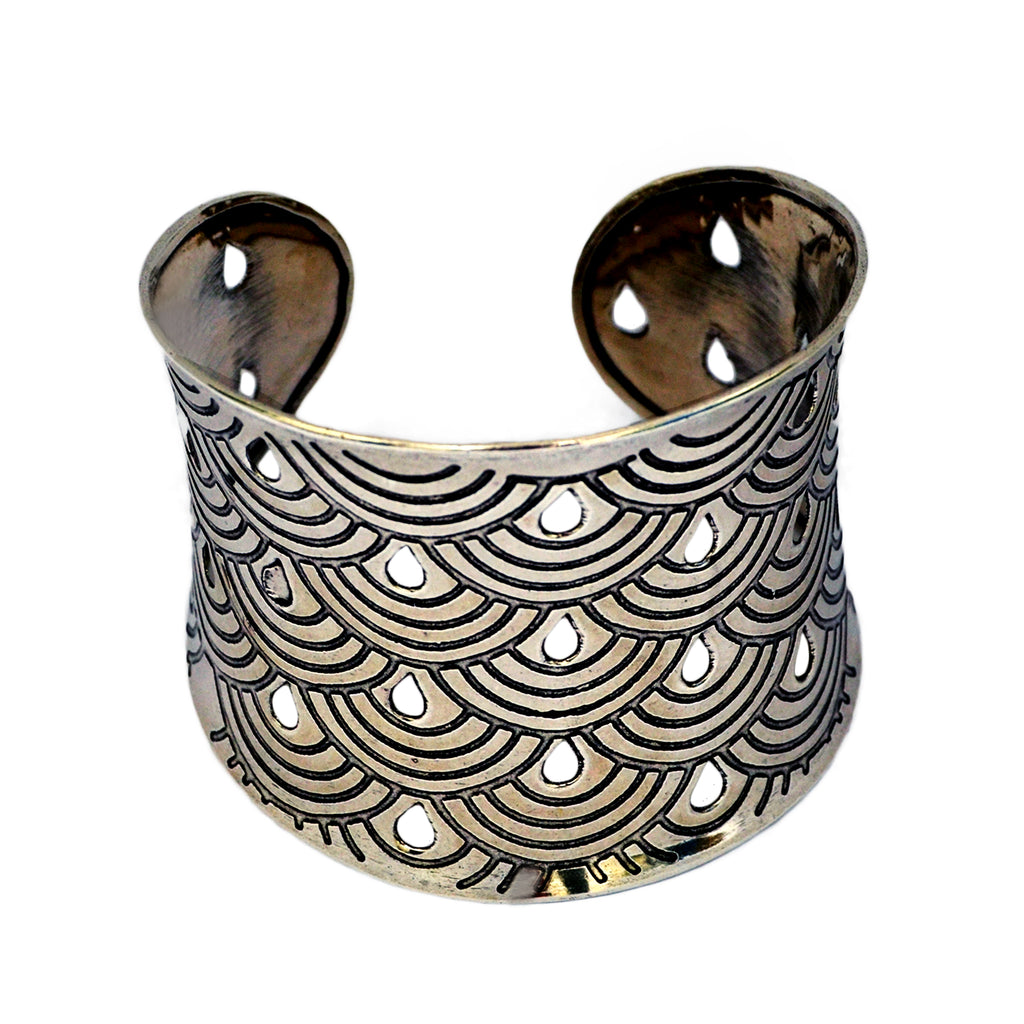 Silver wide cuff bracelet