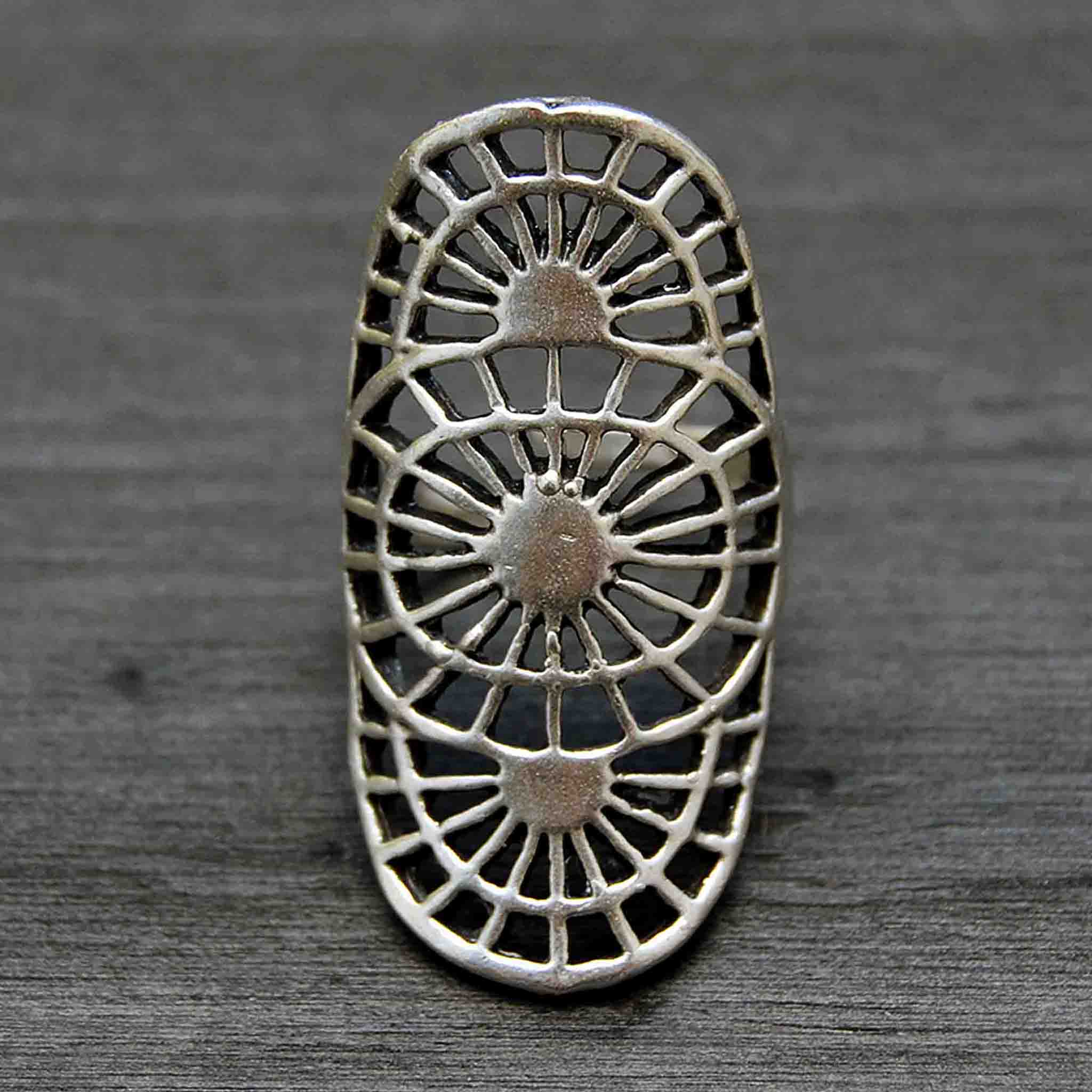 Silver aztec ring