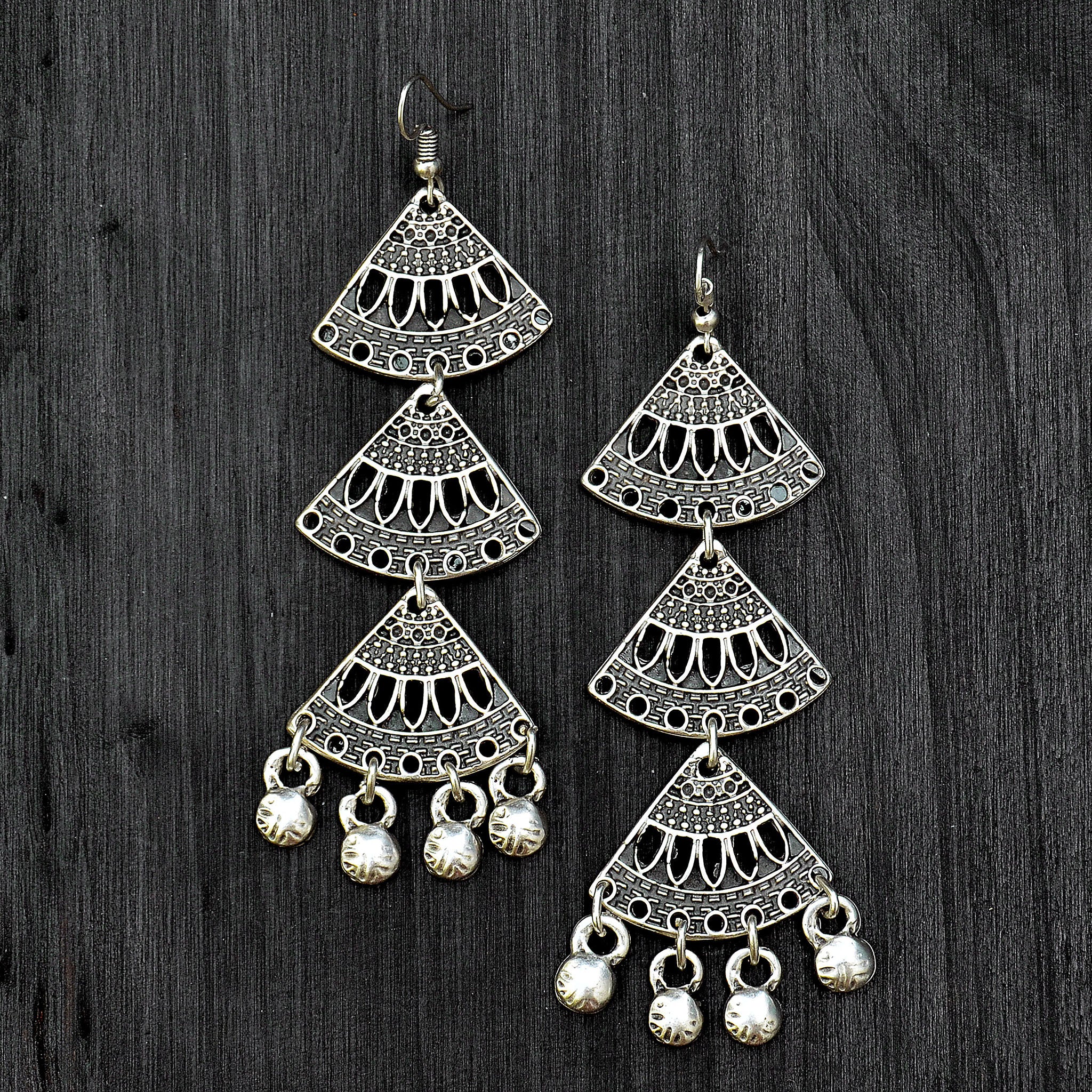 Silver casacade drop earrings