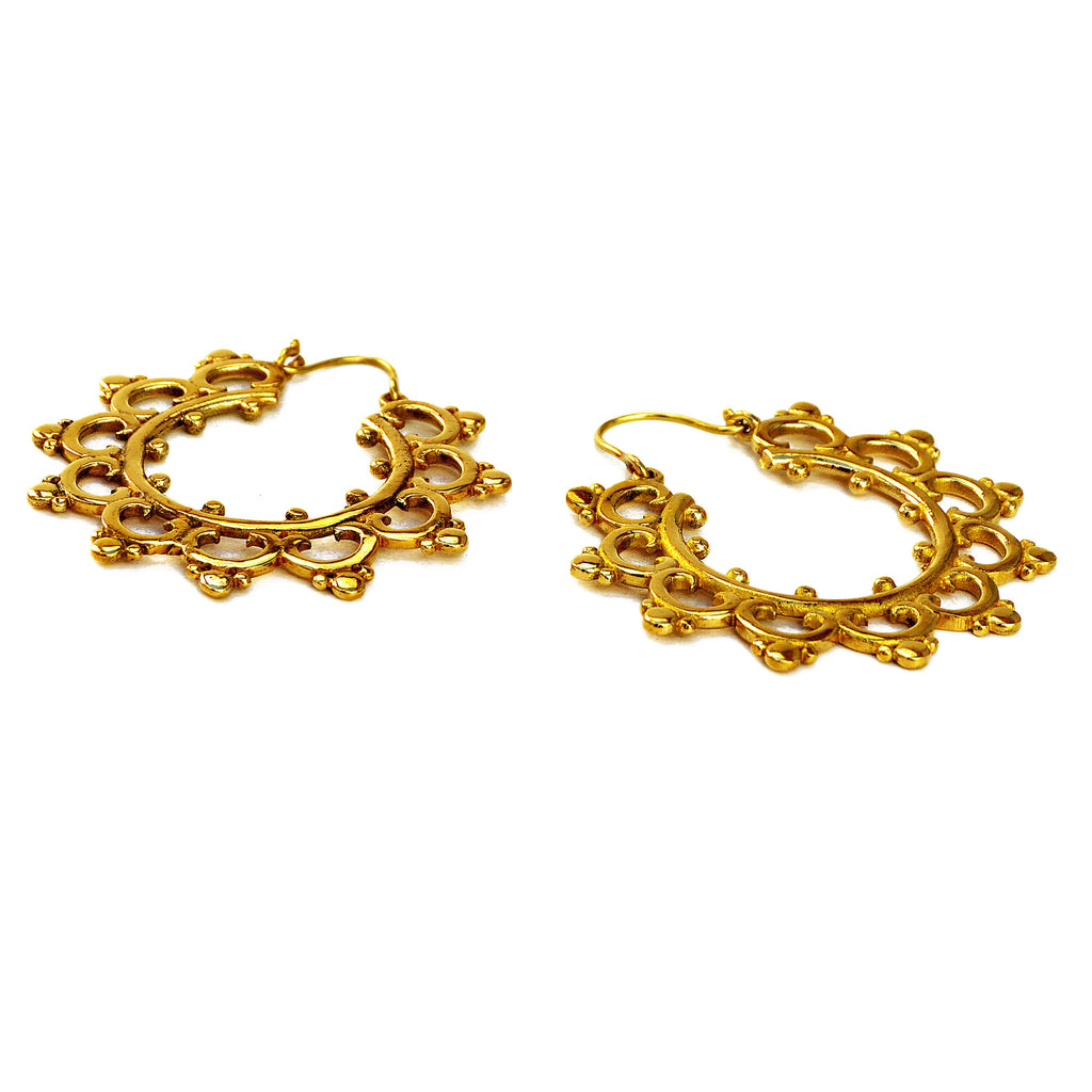 Gold indian mandala earrings