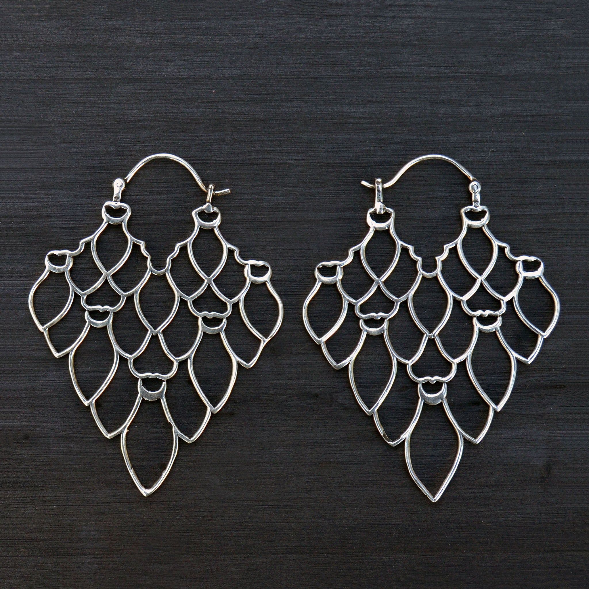 Silver cluster earrings