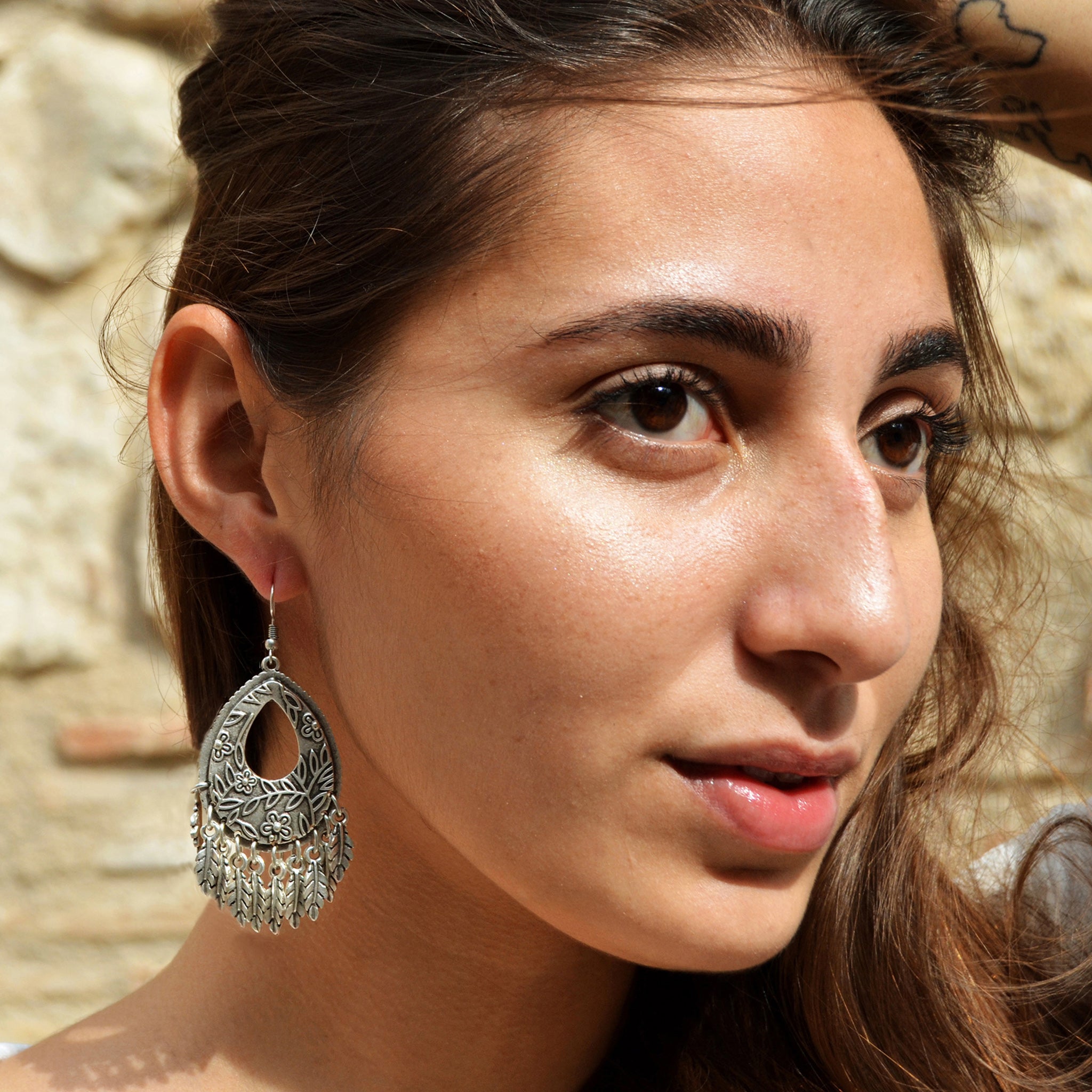 Silver gypsy drop earrings