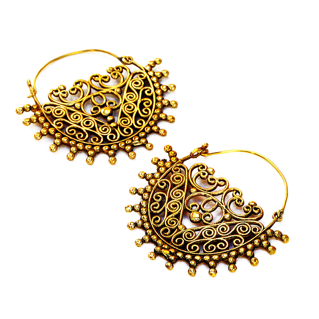 Brass tribal earrings