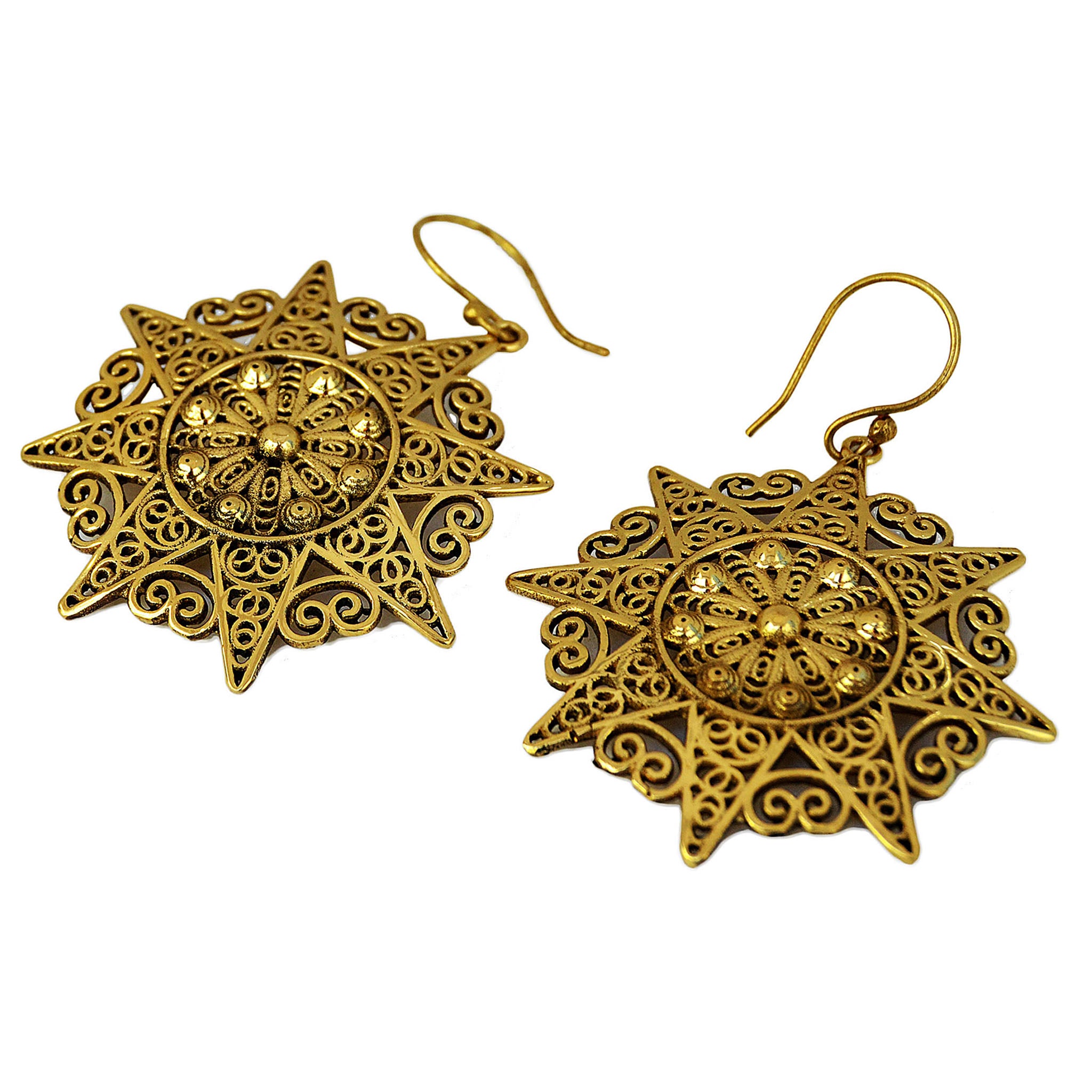 Gold filigree mandala earrings