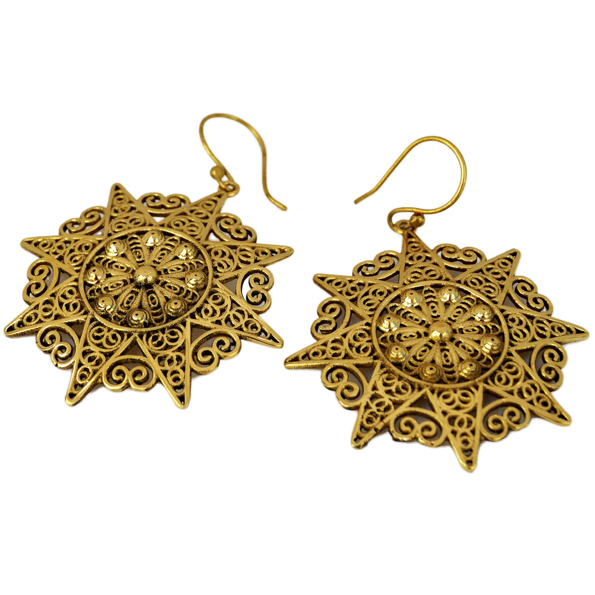 Golden filigree mandala earrings