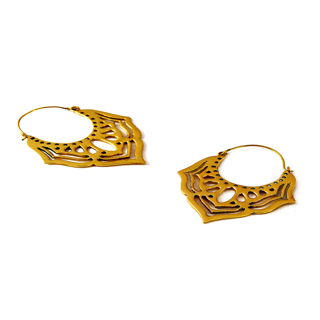 Brass lotus earrings