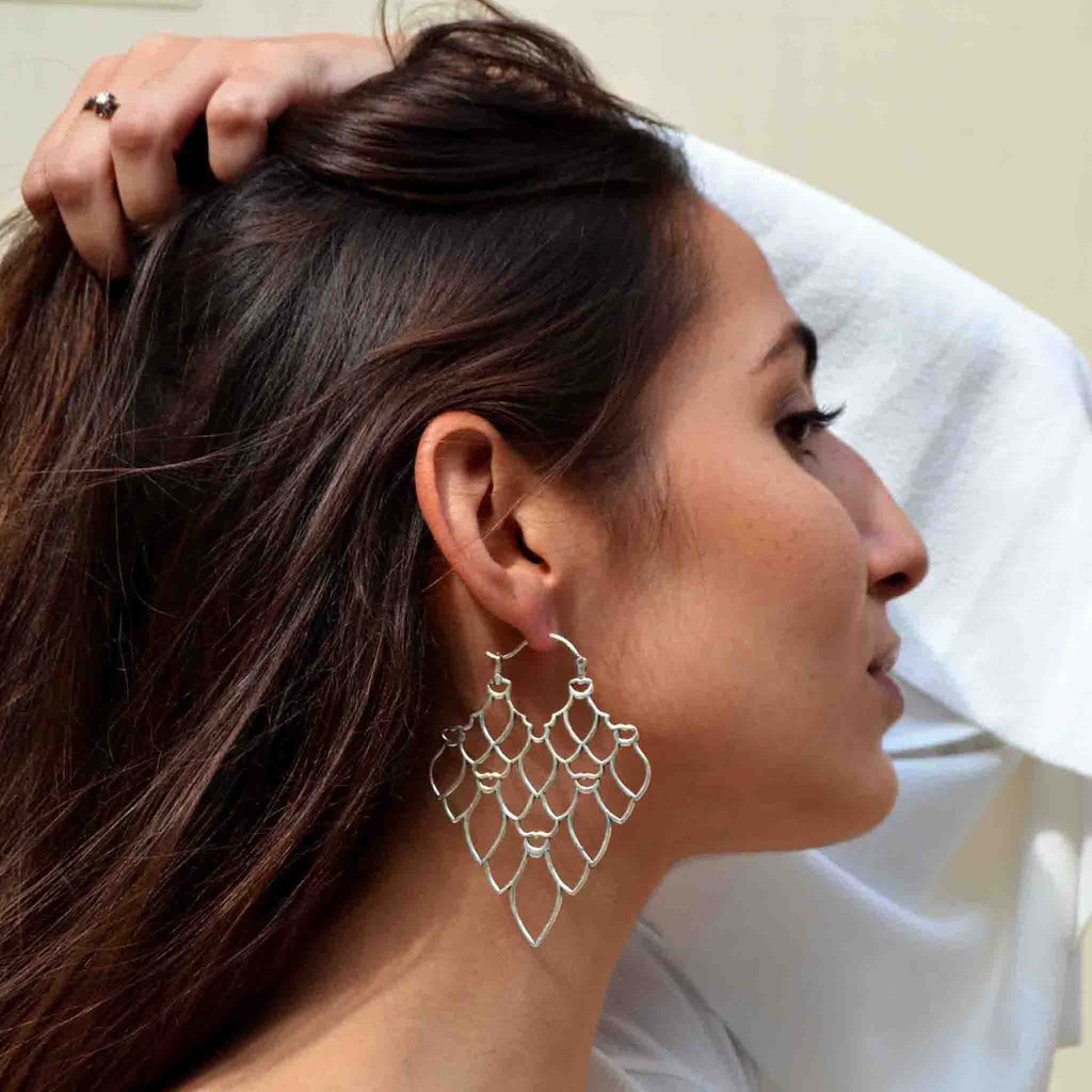 Ethnic filigree cluster earrings