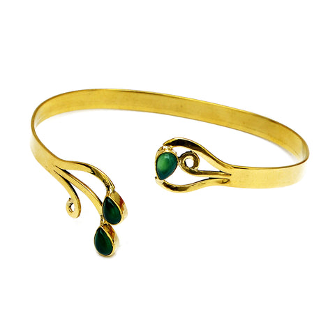 Gypsy Bracelet with Green Quartz Stones