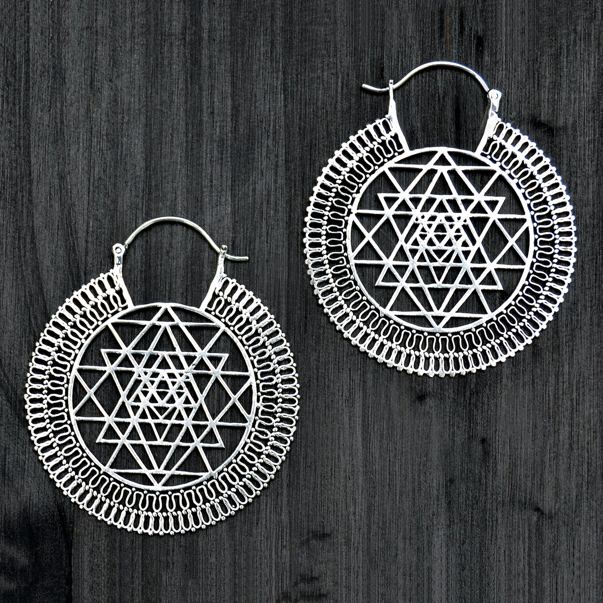 Sri yantra hoop earrings