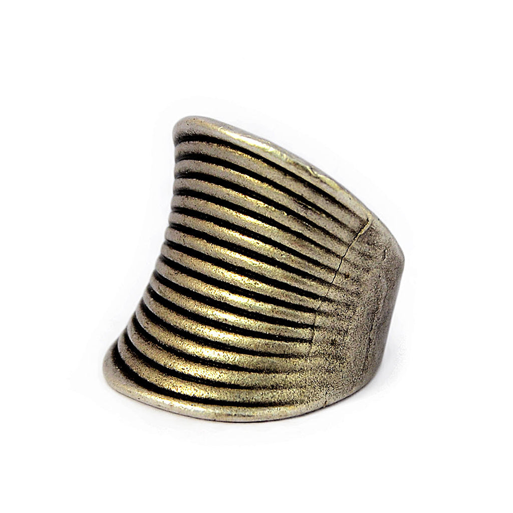 Silver striped ring