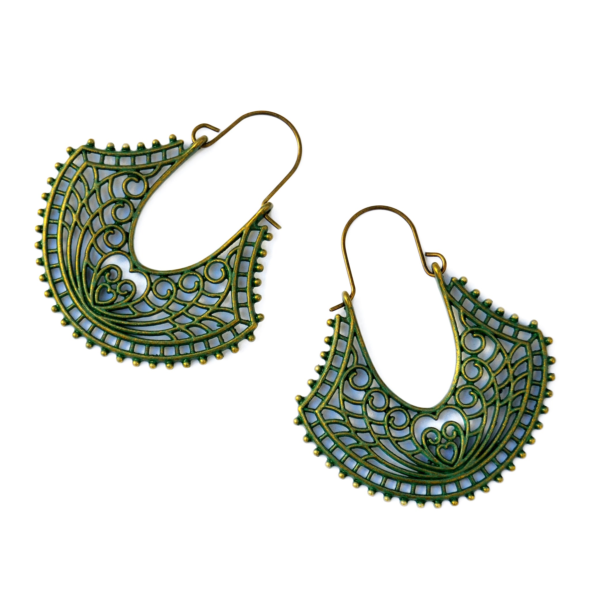 Green patina gypsy earrings