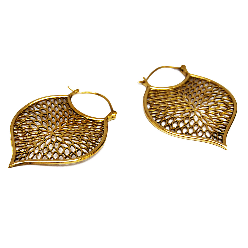 Brass leaf earrings