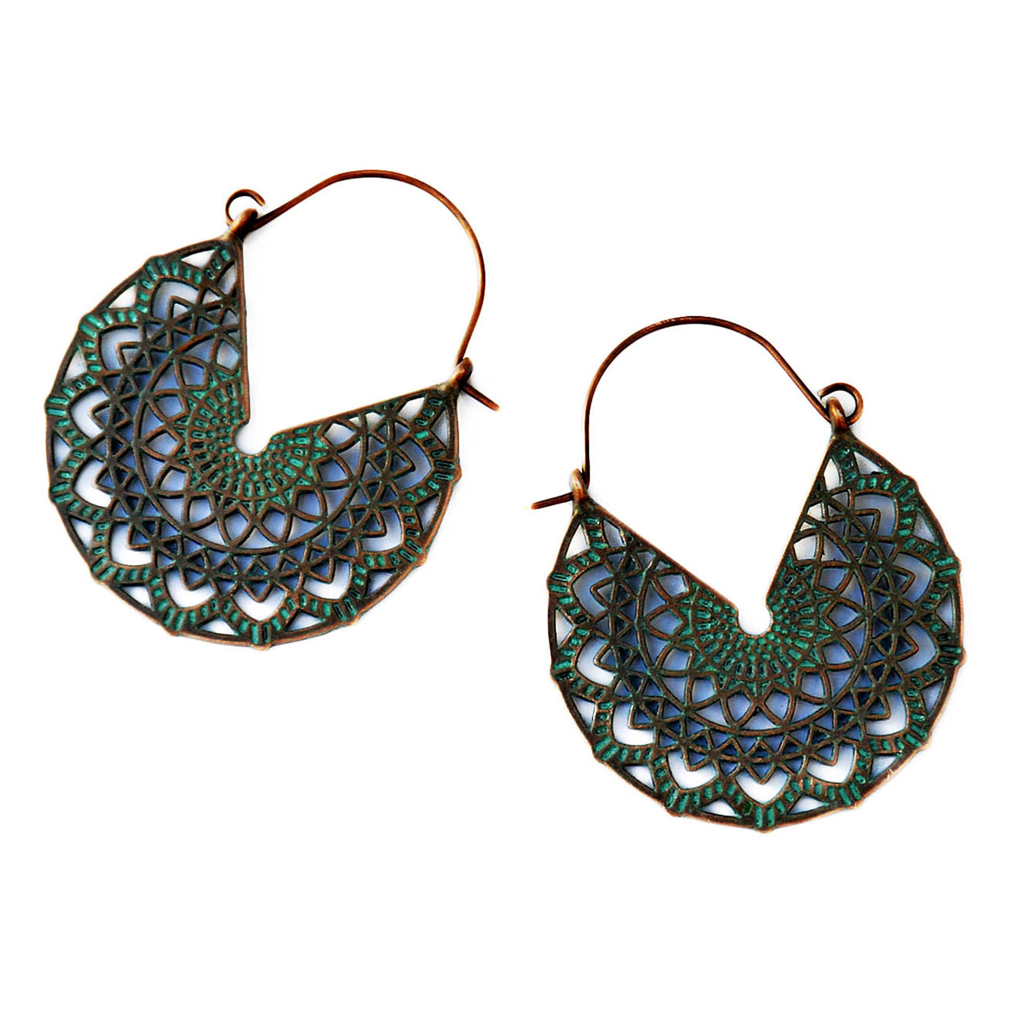Verdigris ethnic mandala earrings
